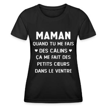 Maman Fête des Mères Humour Cadeau Amour - T-shirt sport Femme - noir - Devant - AI Model Female 172 light (172cm)