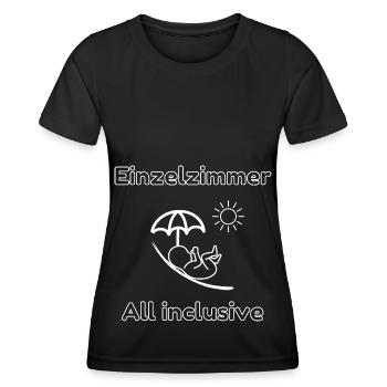 T-Shirt für Schwangere mit lustigem Spruch - Frauen Funktions-T-Shirt - Schwarz - Vorne - AI Model Female 172 light (172cm)