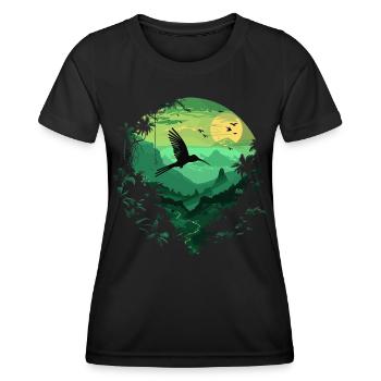 hummingbird bird nature animals wilderness nectar - Women's Functional T-Shirt - black - Front - AI Model Female 172 light (172cm)