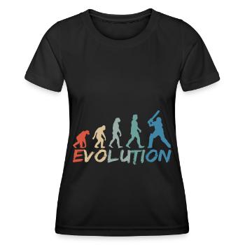 Cricket Cricket Batsman Evolution Vintage - Women's Functional T-Shirt - black - Front - AI Model Female 172 light (172cm)