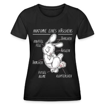 Anatomie eines Hasen - Kuffelhase - Häschen - Frauen Funktions-T-Shirt - Schwarz - Vorne - AI Model Female 172 light (172cm)