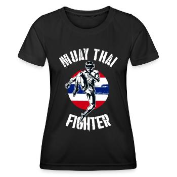Muay Thai Fighter MMA Boxen Kickboxen Kampfsport - Frauen Funktions-T-Shirt - Schwarz - Vorne - AI Model Female 172 light (172cm)