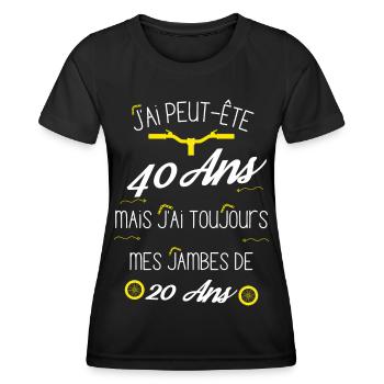 j'ai des jambes de 20 ans - T-shirt sport Femme - noir - Devant - AI Model Female 172 light (172cm)