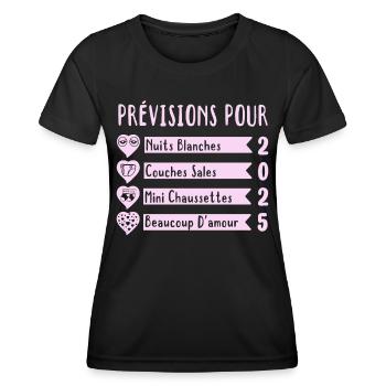 Grossesse Prévisions Pour 2025 Future Maman cadeau - T-shirt sport Femme - noir - Devant - AI Model Female 172 light (172cm)
