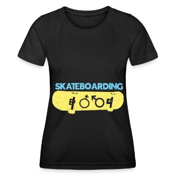 Skateboard Skateboard Skate Skater Skateboard - T-shirt sport Femme - noir - Devant - AI Model Female 172 light (172cm)