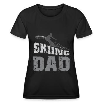 Skiing dad skieur hiver skier neige - T-shirt sport Femme - noir - Devant - AI Model Female 172 light (172cm)