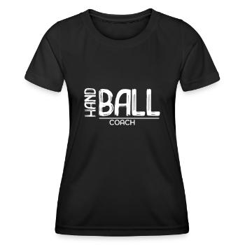 Handball Trainer - Frauen Funktions-T-Shirt - Schwarz - Vorne - AI Model Female 172 light (172cm)