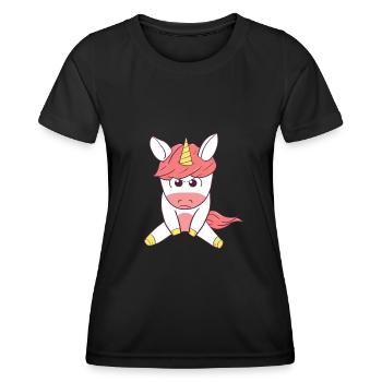 Angry Unicorn Wütendes Einhorn - Women's Functional T-Shirt - black - Front - AI Model Female 172 light (172cm)