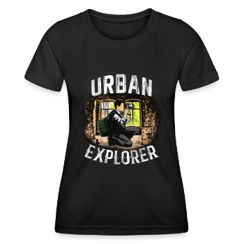 Lost Places Fotograf Urbex Urbexer Urban Explorer - Frauen Funktions-T-Shirt - Schwarz - Vorne - AI Model Female 172 light (172cm)