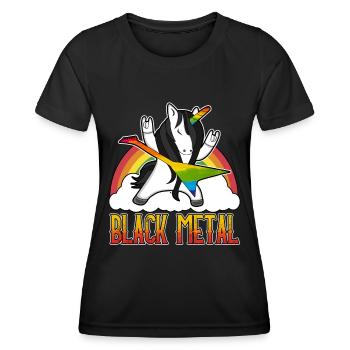 Black Metal Deathmetal Metalcore Rocker Unicorn - T-shirt sport Femme - noir - Devant - AI Model Female 172 light (172cm)
