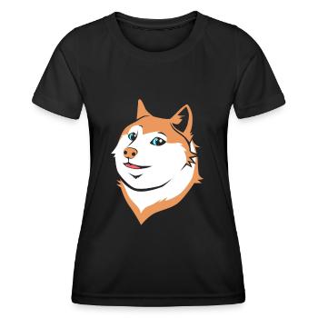 Akita Inu Japanischer Hunderasse Köter Hundekopf - Frauen Funktions-T-Shirt - Schwarz - Vorne - AI Model Female 172 light (172cm)