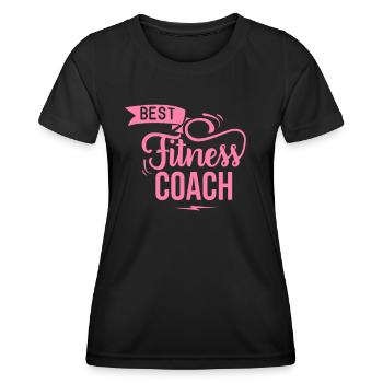 Coach Gym Trainer Fitnesstrainerin Trainerin Sport - Frauen Funktions-T-Shirt - Schwarz - Vorne - AI Model Female 172 light (172cm)
