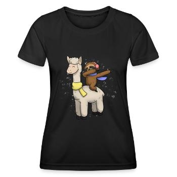 Lama sloth Christmas present - Women's Functional T-Shirt - black - Front - AI Model Female 172 light (172cm)