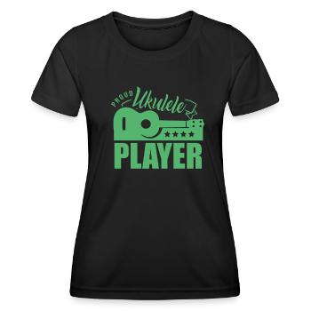 Musiker Ukulelen Ukulele Ukulelespieler Musik - Frauen Funktions-T-Shirt - Schwarz - Vorne - AI Model Female 172 light (172cm)