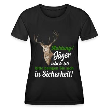 Jaeger ueber 50 lustiges Geschenk - Frauen Funktions-T-Shirt - Schwarz - Vorne - AI Model Female 172 light (172cm)