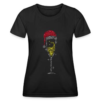 Glass Christmas Sektglas Prosecco Glas - Frauen Funktions-T-Shirt - Schwarz - Vorne - AI Model Female 172 light (172cm)