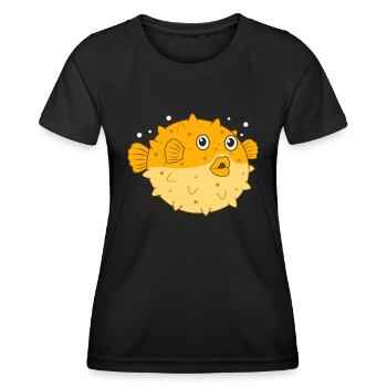poissons puffer - T-shirt sport Femme - noir - Devant - AI Model Female 172 light (172cm)