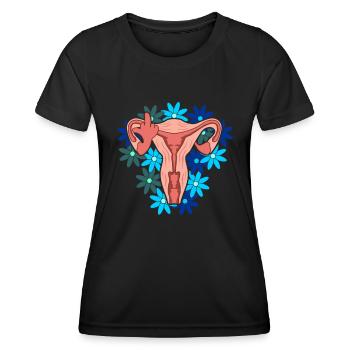 Uterus Vagina Scheide Mittelfinger Feminismus - Frauen Funktions-T-Shirt - Schwarz - Vorne - AI Model Female 172 light (172cm)