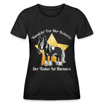 Irish Tinker Pferd Gypsy Cop - Frauen Funktions-T-Shirt - Schwarz - Vorne - AI Model Female 172 light (172cm)
