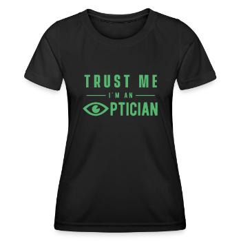 Optics eye glasses optician optician optician - Women's Functional T-Shirt - black - Front - AI Model Female 172 light (172cm)