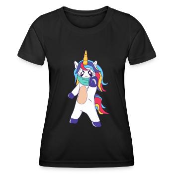 Social Distancing Unicorn - Frauen Funktions-T-Shirt - Schwarz - Vorne - AI Model Female 172 light (172cm)