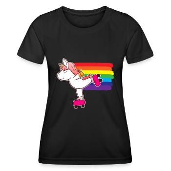Patin à roulettes Licorne Patin à roulettes - T-shirt sport Femme - noir - Devant - AI Model Female 172 light (172cm)