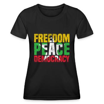 Freedom - Peace - Democracy for Myanmar - Women's Functional T-Shirt - black - Front - AI Model Female 172 light (172cm)