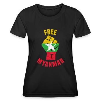 Myanmar - Fist - Free Myanmar - Women's Functional T-Shirt - black - Front - AI Model Female 172 light (172cm)