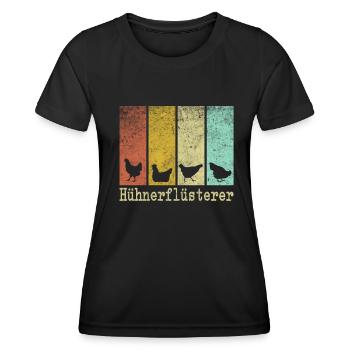 Hühnerflüsterer - Chicken Design - Frauen Funktions-T-Shirt - Schwarz - Vorne - AI Model Female 172 light (172cm)