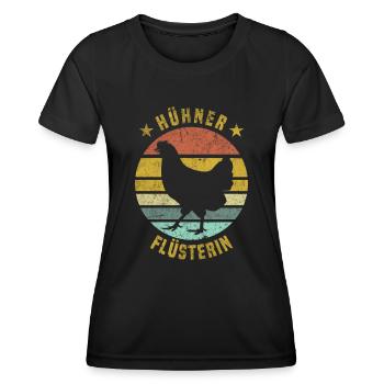 Hühnerflüsterin - Chicken Design - Frauen Funktions-T-Shirt - Schwarz - Vorne - AI Model Female 172 light (172cm)