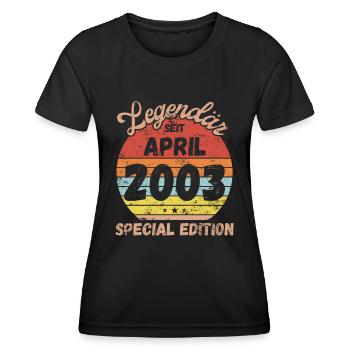 April 2003 - Geburtstag im April - Frauen Funktions-T-Shirt - Schwarz - Vorne - AI Model Female 172 light (172cm)