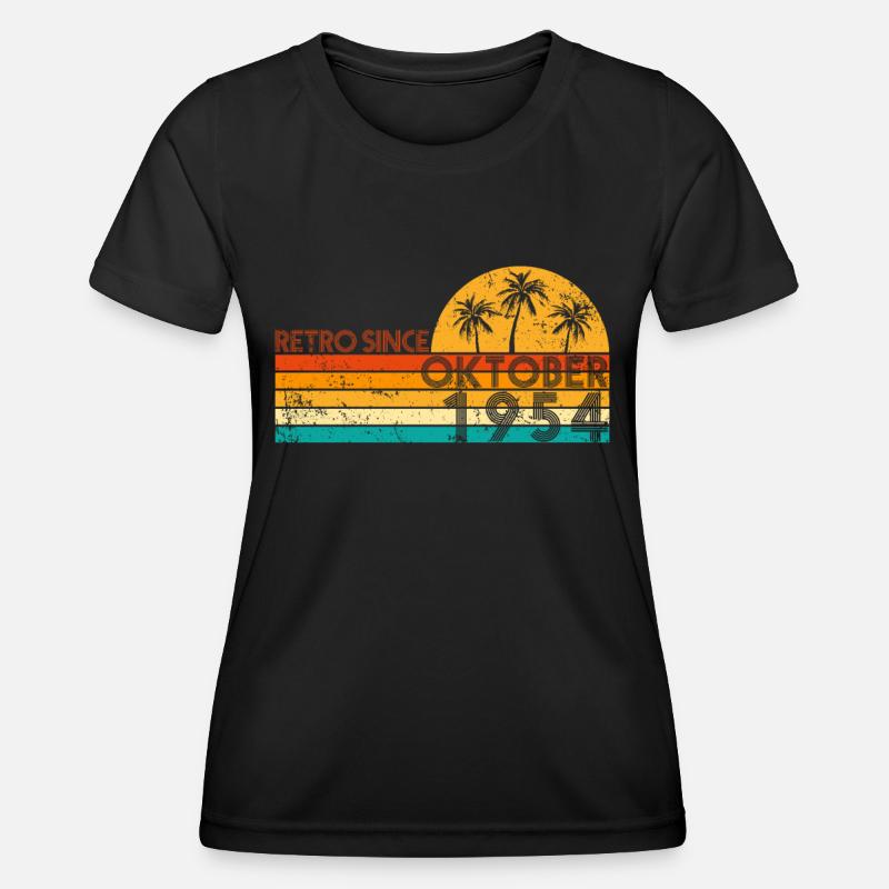 Retro since October 1954 - Birthday in October - Women's Functional T-Shirt - black