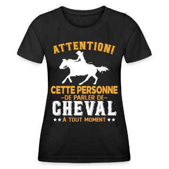 Cette Personne Risque Parler De Cheval Tout Moment - T-shirt sport Femme - noir - Devant - AI Model Female 172 light (172cm)