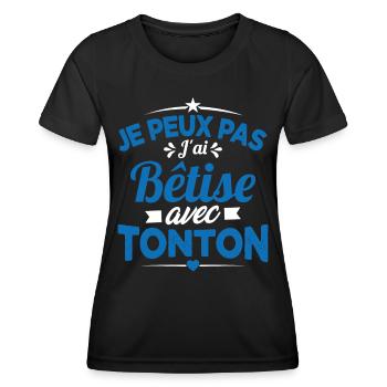 JE PEUX PAS J'AI BETISE AVEC TONTON - T-shirt sport Femme - noir - Devant - AI Model Female 172 light (172cm)