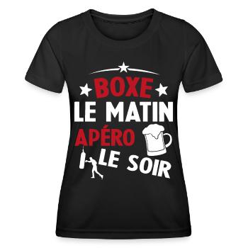 Boxe Le Matin Et Apéro Le Soir Boxing Sport - T-shirt sport Femme - noir - Devant - AI Model Female 172 light (172cm)