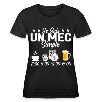 Je Suis Un Mec Simple Cafe Tracteur l'apéro - T-shirt sport Femme - noir - Devant - AI Model Female 172 light (172cm)