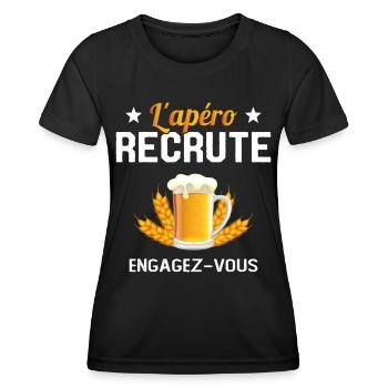 L'apéro Recrute Engagez-vous - T-shirt sport Femme - noir - Devant - AI Model Female 172 light (172cm)
