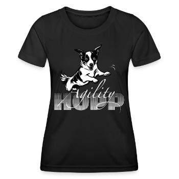 Hopp -Agilité - T-shirt sport Femme - noir - Devant - AI Model Female 172 light (172cm)