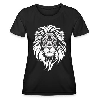 La Majesté : Le Lion Blanc - T-shirt sport Femme - noir - Devant - AI Model Female 172 light (172cm)