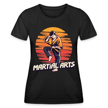 Action d’arts martiaux - Force et habileté - T-shirt sport Femme - noir - Devant - AI Model Female 172 light (172cm)