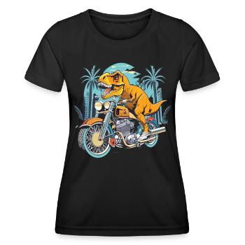 TRex Biker - A Primeval Ride - Women's Functional T-Shirt - black - Front - AI Model Female 172 light (172cm)