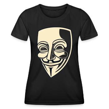 Masque Guy Fawkes - T-shirt sport Femme - noir - Devant - AI Model Female 172 light (172cm)