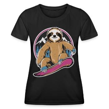 Sensation de snowboard : le paresseux cool - T-shirt sport Femme - noir - Devant - AI Model Female 172 light (172cm)