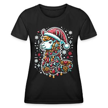 Weihnachtslama: Frohes Fest - Frauen Funktions-T-Shirt - Schwarz - Vorne - AI Model Female 172 light (172cm)