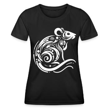 Le rat dans l’abstraction : des lignes astucieuses - T-shirt sport Femme - noir - Devant - AI Model Female 172 light (172cm)