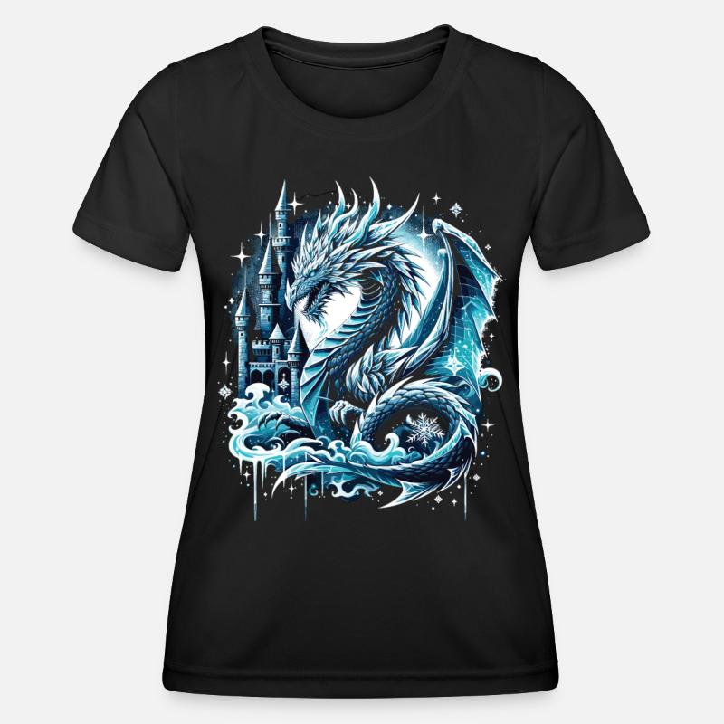 Frostiger Schattendrache Eisdrache - Frauen Funktions-T-Shirt - Schwarz