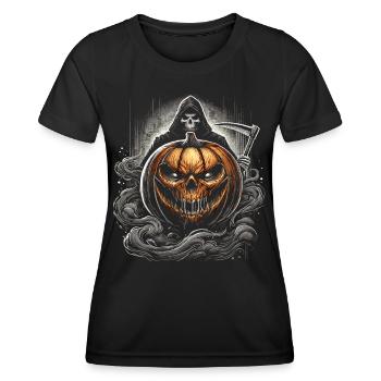 Halloween Pumpkin and Death - Women's Functional T-Shirt - black - Front - AI Model Female 172 light (172cm)