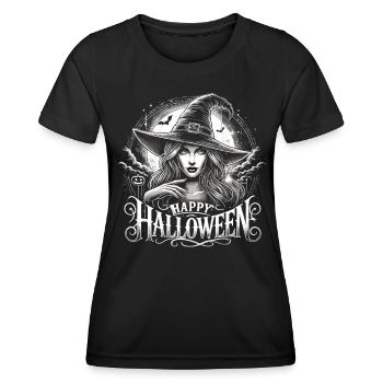 Schöne Hexe mit Happy Halloween - Frauen Funktions-T-Shirt - Schwarz - Vorne - AI Model Female 172 light (172cm)