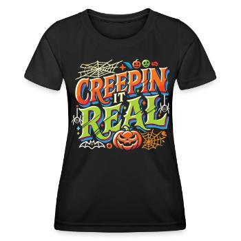 Creepin' It Real - Colorful Playful Halloween Shirt - Women's Functional T-Shirt - black - Front - AI Model Female 172 light (172cm)