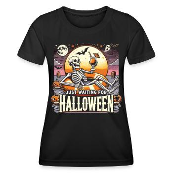 Drôle de squelette attendant halloween T-Shirt - T-shirt sport Femme - noir - Devant - AI Model Female 172 light (172cm)